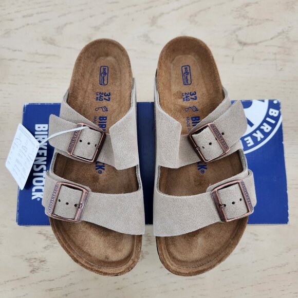 Birkenstock Arizona Suede Leather Sandal - Taupe, Size EU: 37 (US: 6-6.5) NWT - Picture 5 of 10